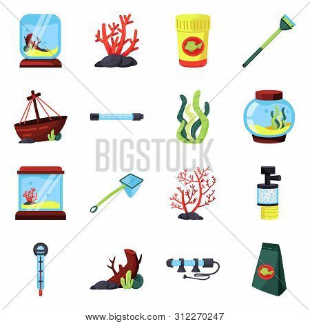 Vector Design Of Pet And Aqua Symbol. Set Of Pet And Accessory Vector Icon For Stock.