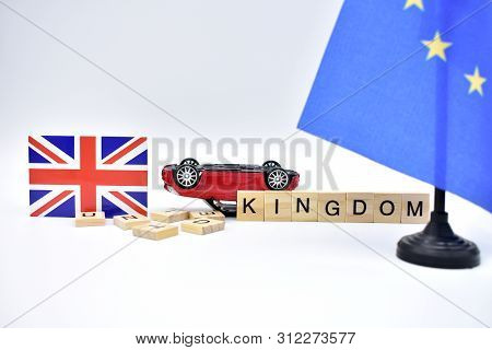The Brexit And The Flags Of The United Kingdom And The European Union.