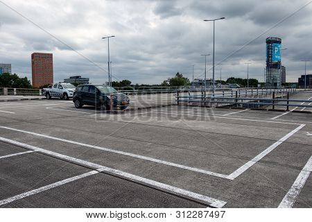 Utrecht, The Netherlands - July 11, 2018: Empty Upper Deck Of Parking Garage Utrecht