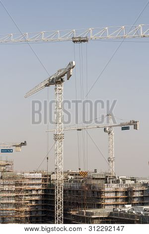Masdar City, Abu Dhabi, Uae - July, 2019. Construction Of The New City - Masdar, The First Eco Frien