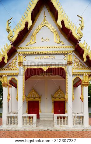 Surat Thani, Thailand - April 03, 2012: Wat Phra Borommathat Chaiya Buddhist Temple In Surat Thani, 