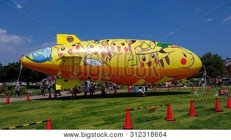 Yokohama, Japan - August 09, 2017: Pikachu Outbreak! 2017. A Real-world Event Organized By The Pokém