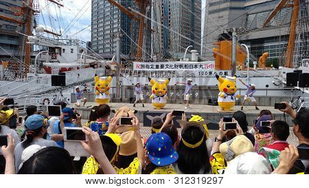 Yokohama, Japan - August 09, 2017: Pikachu Outbreak! 2017. A Real-world Event Organized By The Pokém