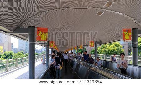 Yokohama, Japan - August 09, 2017: Pikachu Outbreak! 2017. A Real-world Event Organized By The Pokém