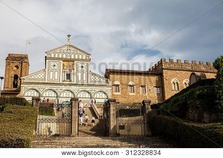 Florence, Italy - April, 2018: Basilica San Miniato Al Monte In Florence