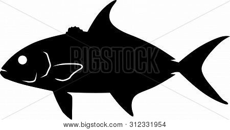 Almaco Jack Black Vector Silhouette Clip Art Image