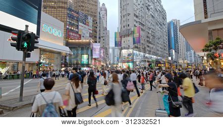 Causeway Bay, Hong Kong 21 May 2019: Hong Kong city street at night