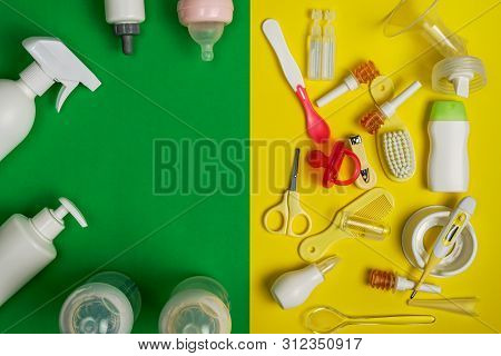 Feeding Accessories And Shower Gel, With Copy Space