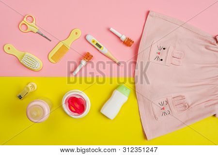 Nursing Digital Thermometer And Pediatric Micro-enemas, Flat Lay