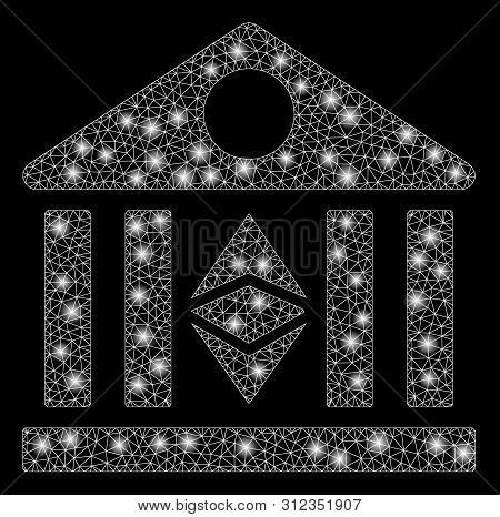 Glossy Mesh Classic Ethereum Bank With Glitter Effect. Abstract Illuminated Model Of Classic Ethereu