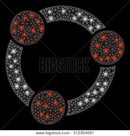 Glowing Mesh Collaboration With Glare Effect. Abstract Illuminated Model Of Collaboration Icon. Shin
