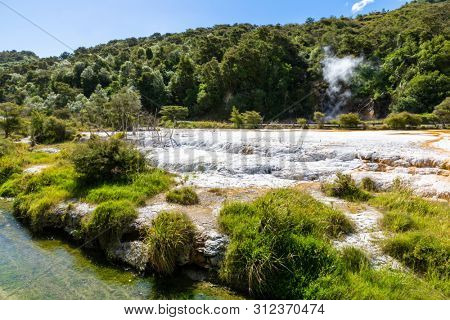 An image of a volcanic activities at waimangu new zealand
