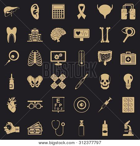 Medicine Diagnostic Icons Set. Simple Style Of 36 Medicine Diagnostic Icons For Web For Any Design