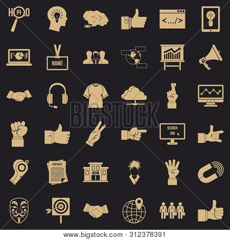Ok Gesture Icons Set. Simple Style Of 36 Ok Gesture Icons For Web For Any Design