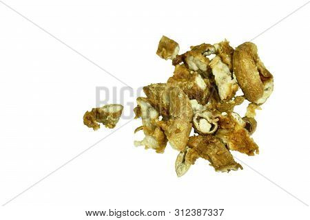 Batter Fried Pork Innards With Flour Isolated On White Background