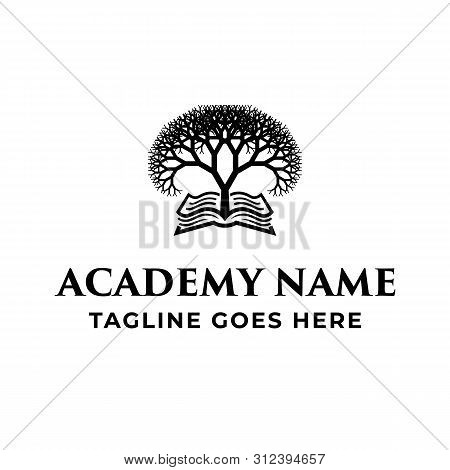 Fractal Tree And Book Logo Icon. Education, Courses, Schools, Learning Concept.