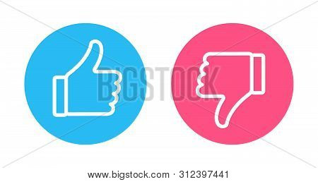 Like And Dislike Vector Contour Icons. Design Elements For Smm, Ad, Marketing, Ui, Ux, App And More.