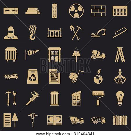 Building Work Icons Set. Simple Style Of 36 Building Work Icons For Web For Any Design