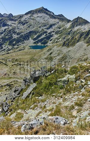 Amazing Landscape Of Kamenitsa Peak And Mitrovo Lake From Dzhano Peak, Pirin Mountain, Bulgaria