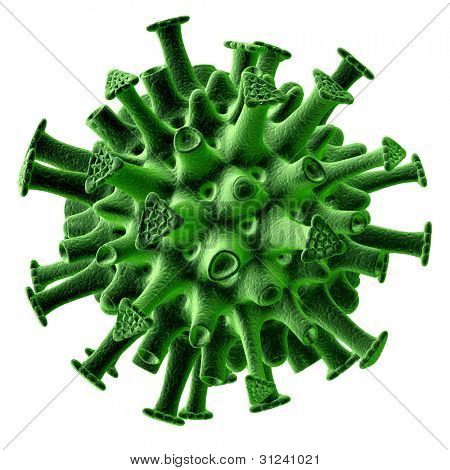 Grøn virus isoleret på hvid baggrund.