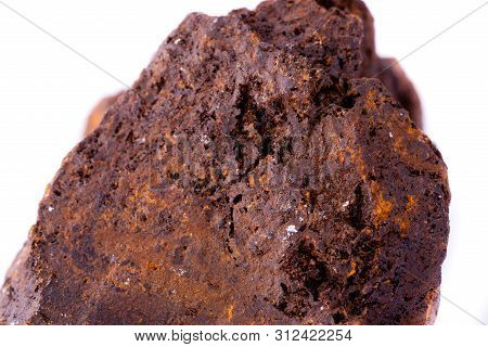 Macro Mineral Siderite Stone On A White Background