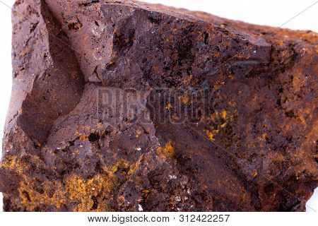 Macro Mineral Siderite Stone On A White Background
