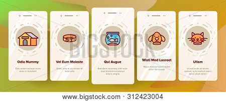 Pet Line Icon Set Onboarding Mobile App Page Screen. Animal Care. Grooming Pet Symbol. Dog, Cat Vete