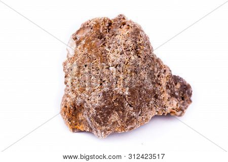 Macro Mineral Stone Wulfenite On A White Background