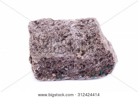 Macro Mineral Stone Barite On A White Background