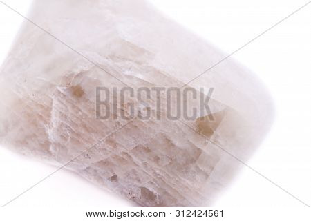 Macro Mineral Stone Moonstone Isolated On White Background