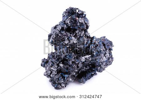 Macro Mineral Stone Covellite On White Background