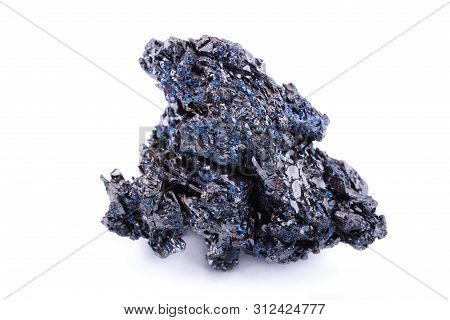 Macro Mineral Stone Covellite On White Background
