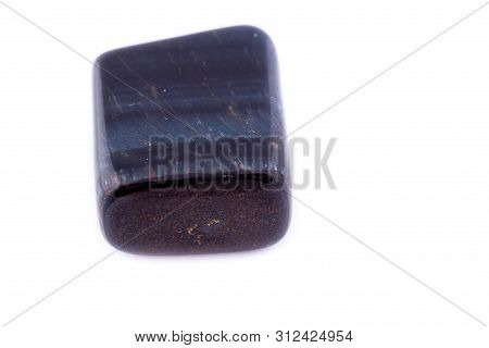 Macro Mineral Stone Falcon Eye On White Background
