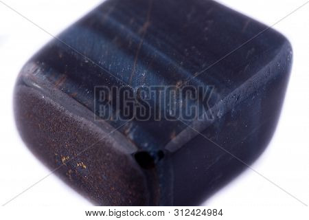 Macro Mineral Stone Falcon Eye On White Background