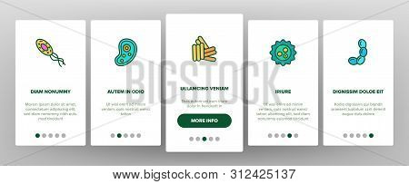 Microorganisms Cells Onboarding Mobile App Page Screen. Viruses, Bacterias, Unicellular Organisms, P