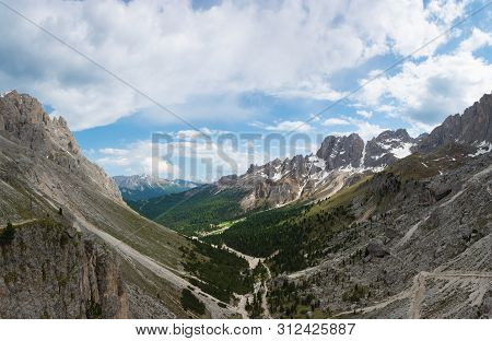 Beautiful View Of Val Di Vajolet - A Valley In Dolomites, Italy.