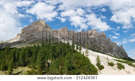 Panoramic View Of Rosengarten Group (catinaccio Massif) On The Way To Rifugio Vajolet In Dolomites,