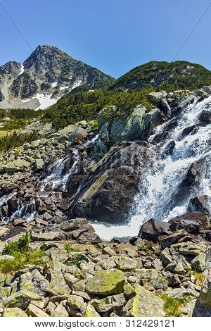 Waterfall And Sivrya Peak, Pirin Mountain, Bulgaria