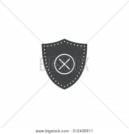 Blocked Security Shield Vector Icon Isolated On White Background