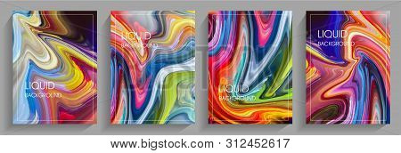 Set Of Covers In Liquid Style. Applicable For Design Covers, Presentation, Invitation, Flyers, Annua