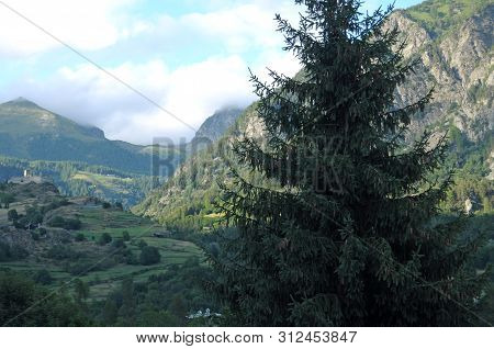 View Of The Mountains Of The Aosta Vallei Alps In Italy