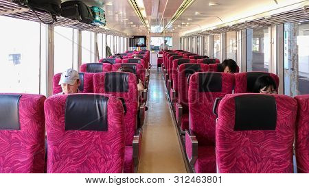 Niigata, Japan. Aug 03, 2017 : East Japan Railway Gono Line Resort Shirakami Sightseeing Train In Ak