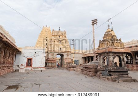 Hampi, India July 8, 2019 : Inner View Of Virupaksha Or Pampapati Temple At Hampi, Karnataka , India