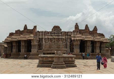 Hampi, India July 9, 2019 : Wide Angle View Of Vittala Temple In Hampi, Karnataka,india