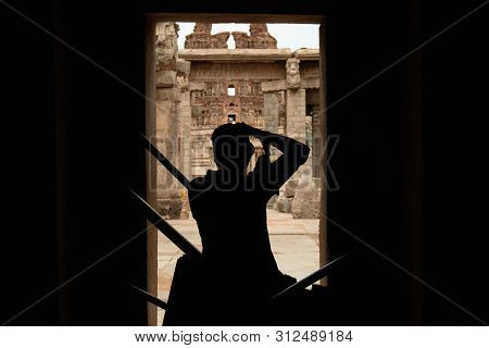 Hampi, India July 9, 2019 : Photographer Capturing The Photo Of Ruined Vittala Temple In Hampi, Karn