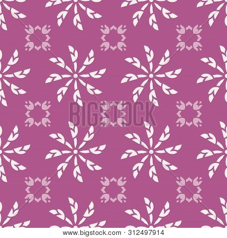 Geometrical White Floral Vector Seamless Pattern With Rose Color Background