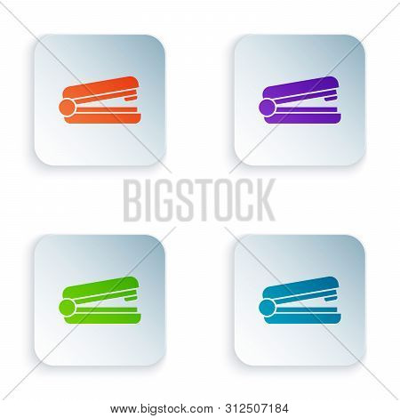 Color Office Stapler Icon Isolated On White Background. Stapler, Staple, Paper, Cardboard, Office Eq
