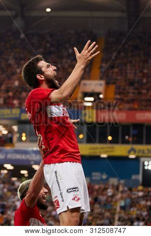 Rostov-on-don, Russia - July 20, 2019: Georgiy Dzhikiya Of Fc Spartak Moscow Celebrates His Goal Dur