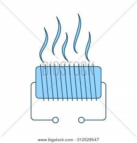 Electrical Heater Icon. Thin Line With Blue Fill Design. Vector Illustration.