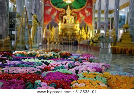 Flower Candle For Making Worship Merit To Buddha